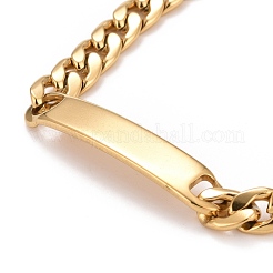 PVD Vacuum Plating 201 Stainless Steel Rectangle Link Bracelet with Curb chains for Men Women&nbsp;STAS-E160-26G
