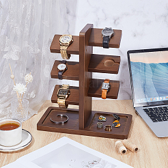Wood Watch Organizer Display Tower Stands with Tray&nbsp;ODIS-WH0078-60