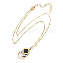 304 Stainless Steel Roman Numeral 3 Ring Pendant Necklaces&nbsp;NJEW-V001-06P-02