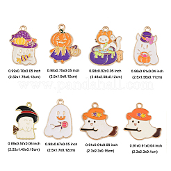 16Pcs 8 Styles Light Gold Tone Alloy Enamel Pendants&nbsp;ENAM-FP0003-19