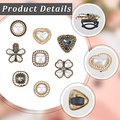 8Pcs 8 Styles Alloy & Glass & ABS Plastic Imitation Pearl Shoe Buckle Clips&nbsp;AJEW-CP0006-84
