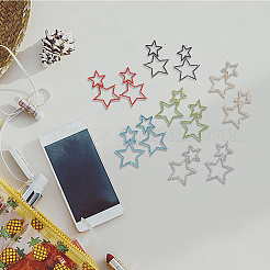 6 Pairs 6 Colors Alloy Hollow Star Dangle Stud Earrings with Rhinestone for Women&nbsp;EJEW-FI0001-87
