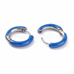 Two Tone 304 Stainless Steel Chunky Huggie Hoop Earrings with Enamel for Women&nbsp;EJEW-C043-11-P