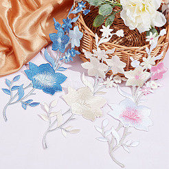 6Pcs 3 Colors Plum Blossom Computerized Embroidery Cloth Iron On Patches&nbsp;PATC-GF0001-04
