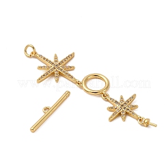 Brass Micro Pave Clear Cubic Zirconia Toggle Clasps&nbsp;KK-A223-36G