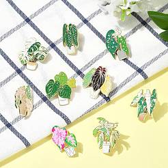 9Pcs 9 Styles Plant Theme Enamel Pin&nbsp;JEWB-CJ0003-57