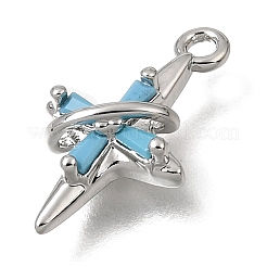 Brass Micro Pave Turquoise Cubic Zirconia Pendants&nbsp;CU-CBAC809-02P