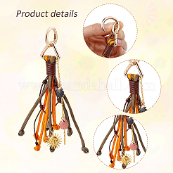 3Pcs Polyester & Brass & Alloy Enamel Pendant Decorations&nbsp;HJEW-GA00086