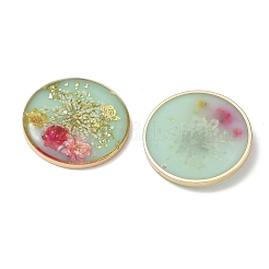 Plating Brass & Transparent Epoxy Resin & Dried Flower Pendants&nbsp;RE-CBAA153-03