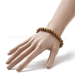 Natural Wood & Synthetic Hematite Round Beaded Stretch Bracelet for Women&nbsp;BJEW-JB09148