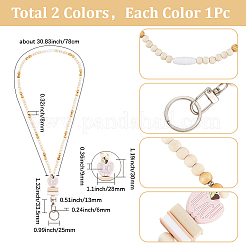 Wood & Silicone Retractable Badge Reel with Chains&nbsp;HJEW-SC00157