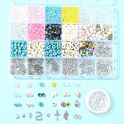 DIY Summer Glass & Synthetic Magnesite & Shell Bangle Making Kits&nbsp;DIY-FS0007-91