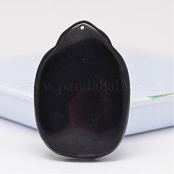 Natural Obsidian Large Cameo Pendants&nbsp;G-K124-02H