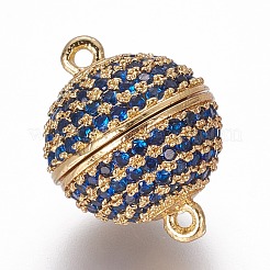 Brass Micro Pave Cubic Zirconia Magnetic Clasps with Loops&nbsp;ZIRC-L075-49C