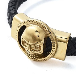 Men's Braided Black PU Leather Cord Bracelets&nbsp;BJEW-K243-39A-G