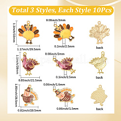30Pcs 3 Styles Thanksgiving Day Theme Alloy Enamel Pendants&nbsp;ENAM-SC0006-84