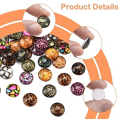 60Pcs Animal Skin Printed Glass Cabochons&nbsp;GGLA-FS0001-15