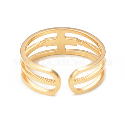 Crystal Rhinestone Cross Open Cuff Ring&nbsp;RJEW-I096-25G