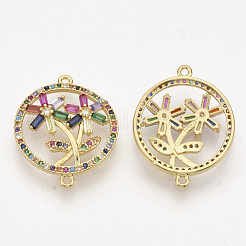 Brass Micro Pave Cubic Zirconia Links Connectors&nbsp;ZIRC-T012-69G