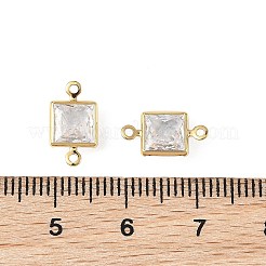 SHEGRACE Brass Pave Clear Cubic Zirconia Square Connector Charms&nbsp;XGRQ2O493-447G