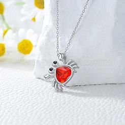 Summer Beach Alloy Rhinestone Crab Pendant Necklaces for Women&nbsp;WG730EC-01
