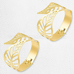 4Pcs Leaf Iron Cuff Bangles&nbsp;BJEW-SP0001-15G