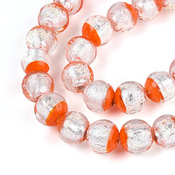 Luminous Handmade Lampwork Silver Foil Beads Strand&nbsp;FOIL-N029-03D