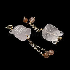 Natural Rose Quartz Nine Tail Fox Pendant Decorations&nbsp;G-R489-22G