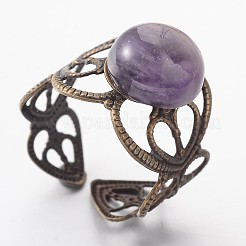 Adjustable Mixed Stone Wide Band Cuff Rings&nbsp;RJEW-JR00147