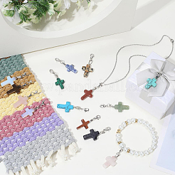 16Pcs Natural & Synthetic Mixed Gemstone Pendant Decorations&nbsp;HJEW-PH02389