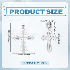 2Pcs 304 Stainless Steel Cross Pendants&nbsp;STAS-LP0002-80