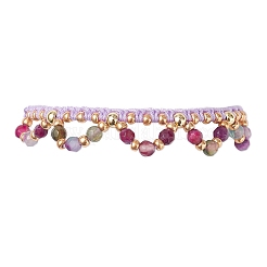 Flower Glass Seed Beads & Natural Agate Beaded Bracelets&nbsp;BJEW-MZ00222-02
