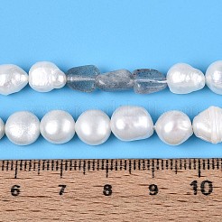 Natural Labradorite Nuggets & Natural Cultured Freshwater Pearl Beads Strands&nbsp;PEAR-N023-01A-17