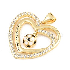 Football Brass Micro Pave Cubic Zirconia Pendants&nbsp;KK-A297-09B-G