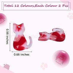 24Pcs Cat Acrylic Charm Pendant Colorful Cat Charm Mini Kitten Pendant for Jewelry Necklace Earring Making Crafts&nbsp;JX514A