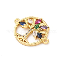 Brass Micro Pave Cubic Zirconia Connector Charms&nbsp;KK-S510-20G