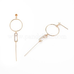 Brass Micro Pave Clear Cubic Zirconia Stud Earring Findings&nbsp;KK-S364-144