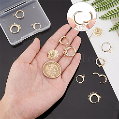 12Pcs 2 Style Brass Huggie Hoop Earring with 2Pcs Ring Stud Earring Findings&nbsp;KK-PH0002-84