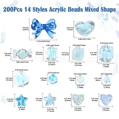 200Pcs 14 Styles Acrylic Beads Mixed Shape&nbsp;OACR-CJ0001-82