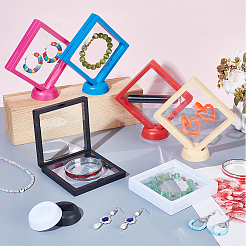 12Pcs 6 Colors Square Transparent PE Thin Film Suspension Jewelry Display Boxes&nbsp;ODIS-GA0001-71