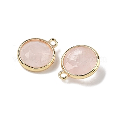 Natural Rose Quartz Faceted Flat Round Charms&nbsp;G-U028-03G-07