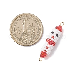 Glass Seed Beaded Christmas Snowman Links Connector Charms&nbsp;PALLOY-MZ00917-03