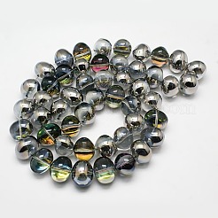 Half Plated Crystal Glass Oval Beads Strands&nbsp;EGLA-F027-C02