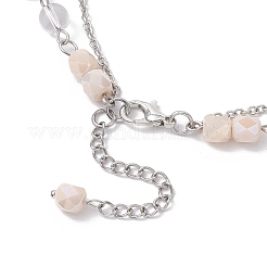 2Pcs 2 Styles Natural Amethyst Chip & Glass & 304 Stainless Steel Handmade Link Chain Double Layer Necklaces for Women&nbsp;NJEW-JN05363
