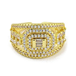 Brass Micro Pave Cubic Zirconia Cuff Rings for Women&nbsp;LS-RJEW-E294-04G-02