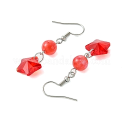 Star Resin and Glass Dangle Earrings&nbsp;EJEW-JE06041