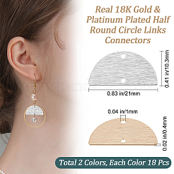 36Pcs 2 Colors Brass Semi Circle Links Connectors&nbsp;KK-BBC0028-36