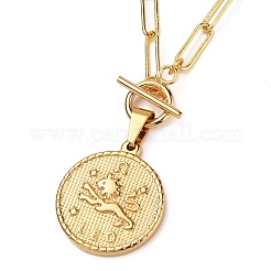 Flat Round with 12 Constellation/Zodiac Sign Pendant Necklaces Sets&nbsp;NJEW-JN03126