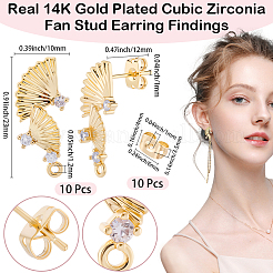 10Pcs Brass Micro Pave Cubic Zirconia Stud Earring Finding&nbsp;KK-BBC0020-35
