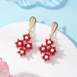 3 Pairs Glass Dangle Stud Earrings&nbsp;EJEW-MZ00626